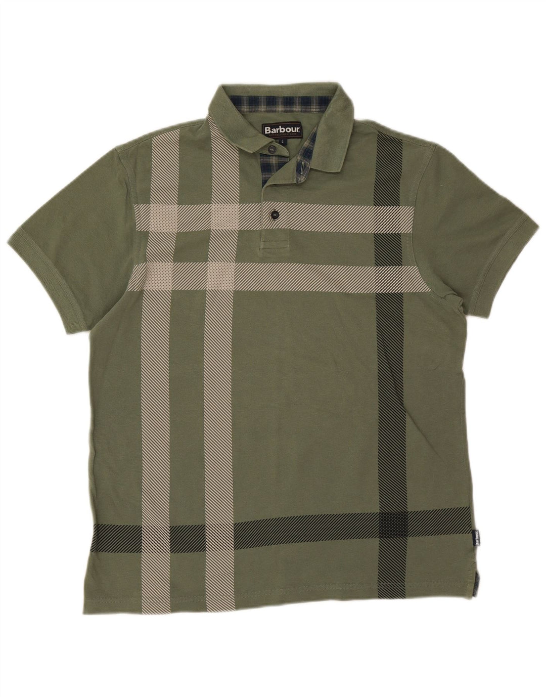 Tricou polo pentru bărbați Barbour, cu carouri mari, verde