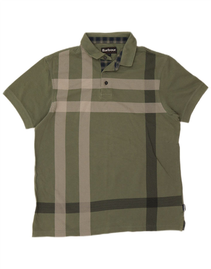 Tricou polo pentru bărbați Barbour, cu carouri mari, verde