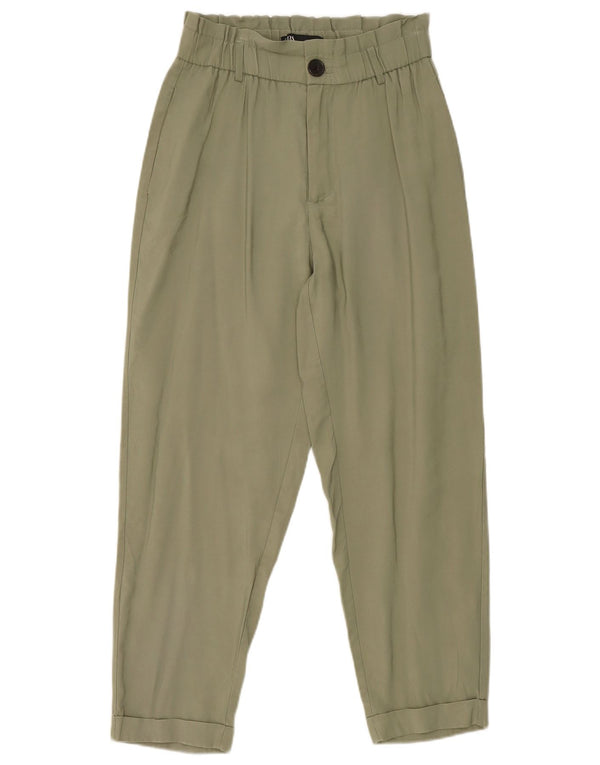 Pantaloni tăiați pentru femei Zara Mici L27 L25 Kaki Viscoză