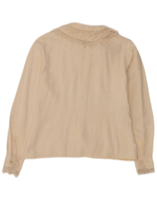 Bluză cămașă pentru femei Sisley UK 14 Medium Alb catifelat Floral