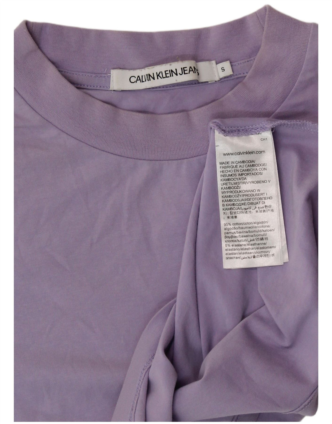 CALVIN KLEIN JEANS Tricou crop pentru femei Top UK 10 Bumbac violet mic