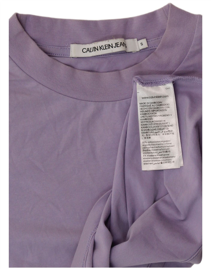 CALVIN KLEIN JEANS Tricou crop pentru femei Top UK 10 Bumbac violet mic