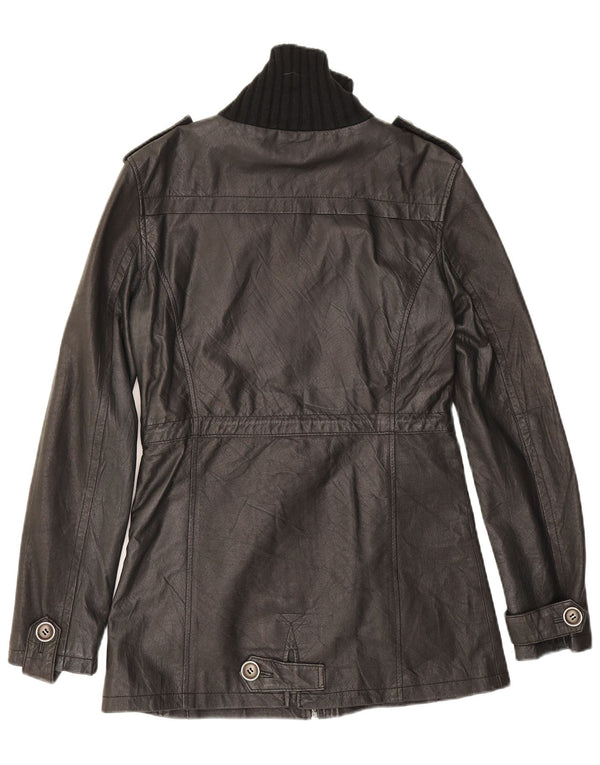 Jachetă militară din piele pentru femei Variety UK 14 Medium Black Leather