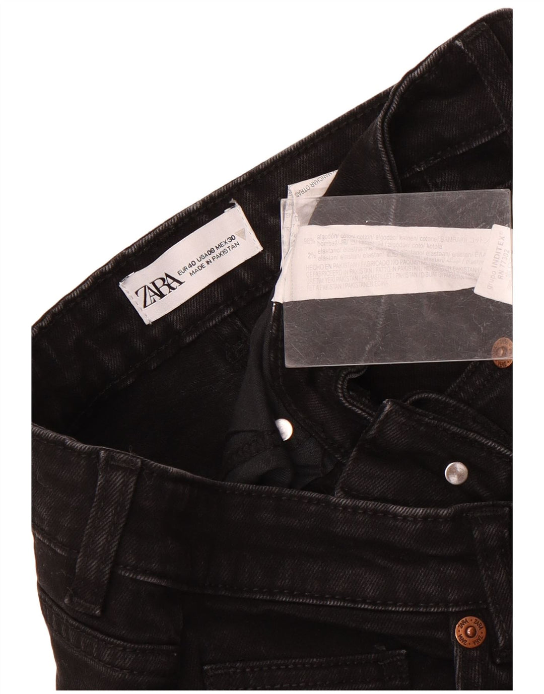 Blugi drepti pentru femei Zara EU 40 Medium W30 L26 Bumbac negru