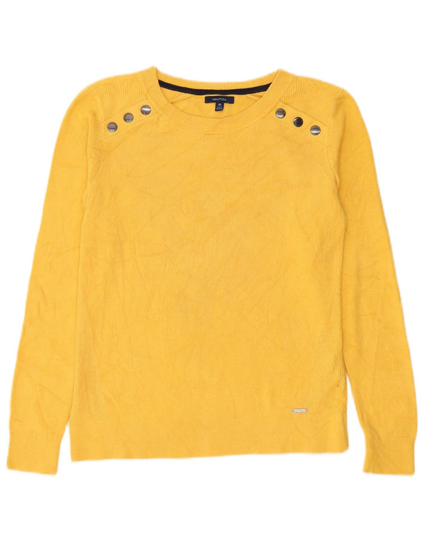 Pulover Nautica pentru femei, supradimensionat, cu gât de barca, UK 6 XS, bumbac galben
