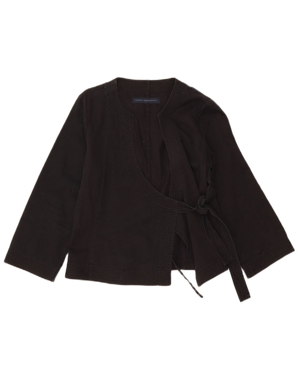 Bluză cămașă înfășurată pentru femei French Connection UK 12 Bumbac mediu negru