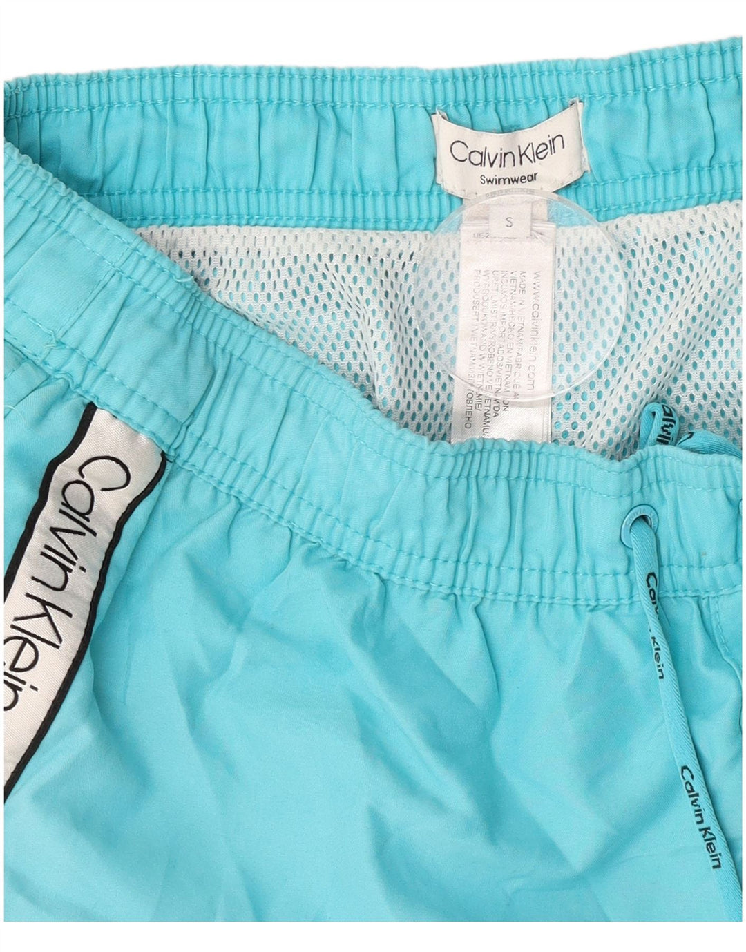 Pantaloni scurți de înot grafic Calvin Klein pentru bărbați, poliester color block, albastru mic