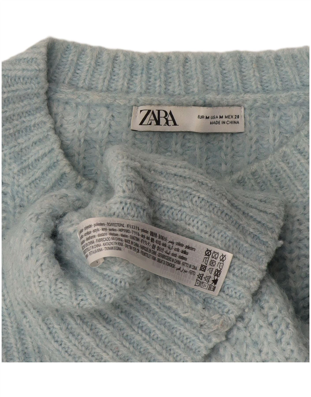 Pulover supradimensionat pentru femei Zara, cu gât de barcă, UK 14 Poliester albastru mediu