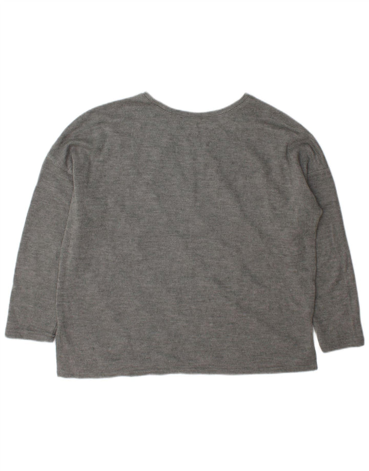 Pulover supradimensionat pentru femei Zara, cu gât crew, UK 14, gri mediu