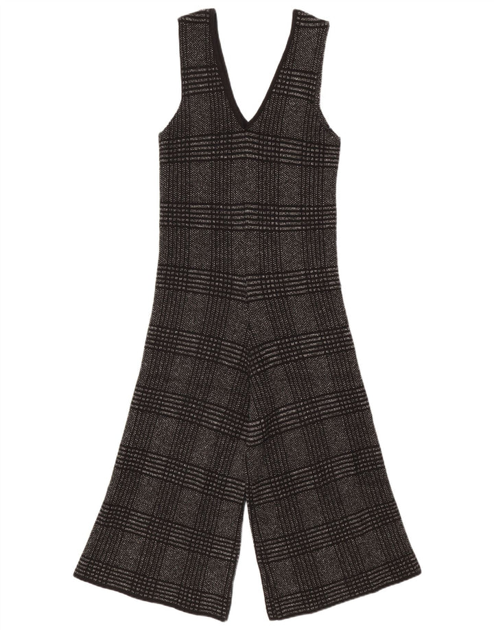 ZARA Womens Knit Jumpsuit UK 10 Small Black Chevron