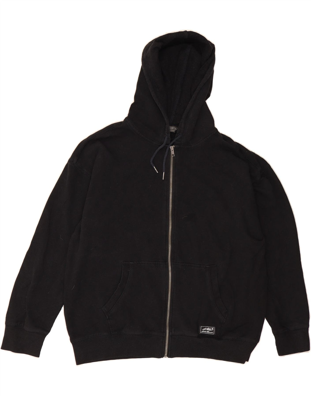 EDDIE BAUER Womens Oversized Zip Hoodie Sweater UK 14 Medium Black Cotton Vintage Eddie Bauer and Second-Hand Eddie Bauer from Messina Hembry 