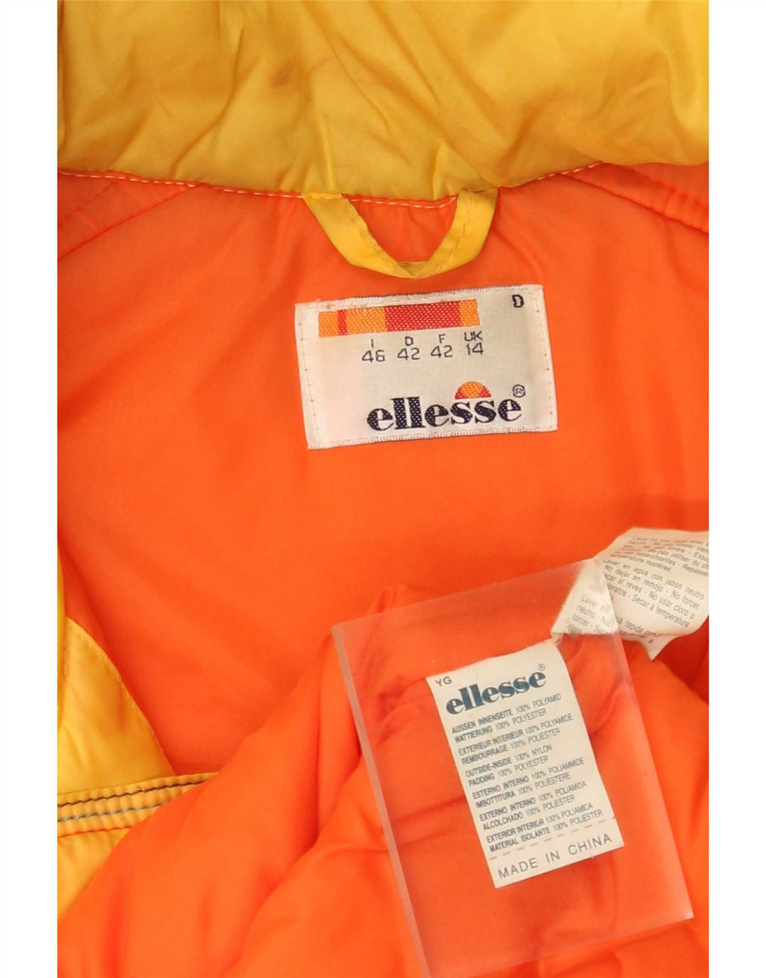Jachetă de schi supradimensionată cu glugă pentru femei Ellesse UK 14, mare, galbenă