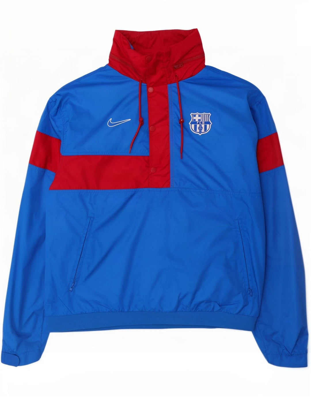 Jachetă de top pentru trening grafic Barcelona Nike pentru bărbați, albastru mediu, color block