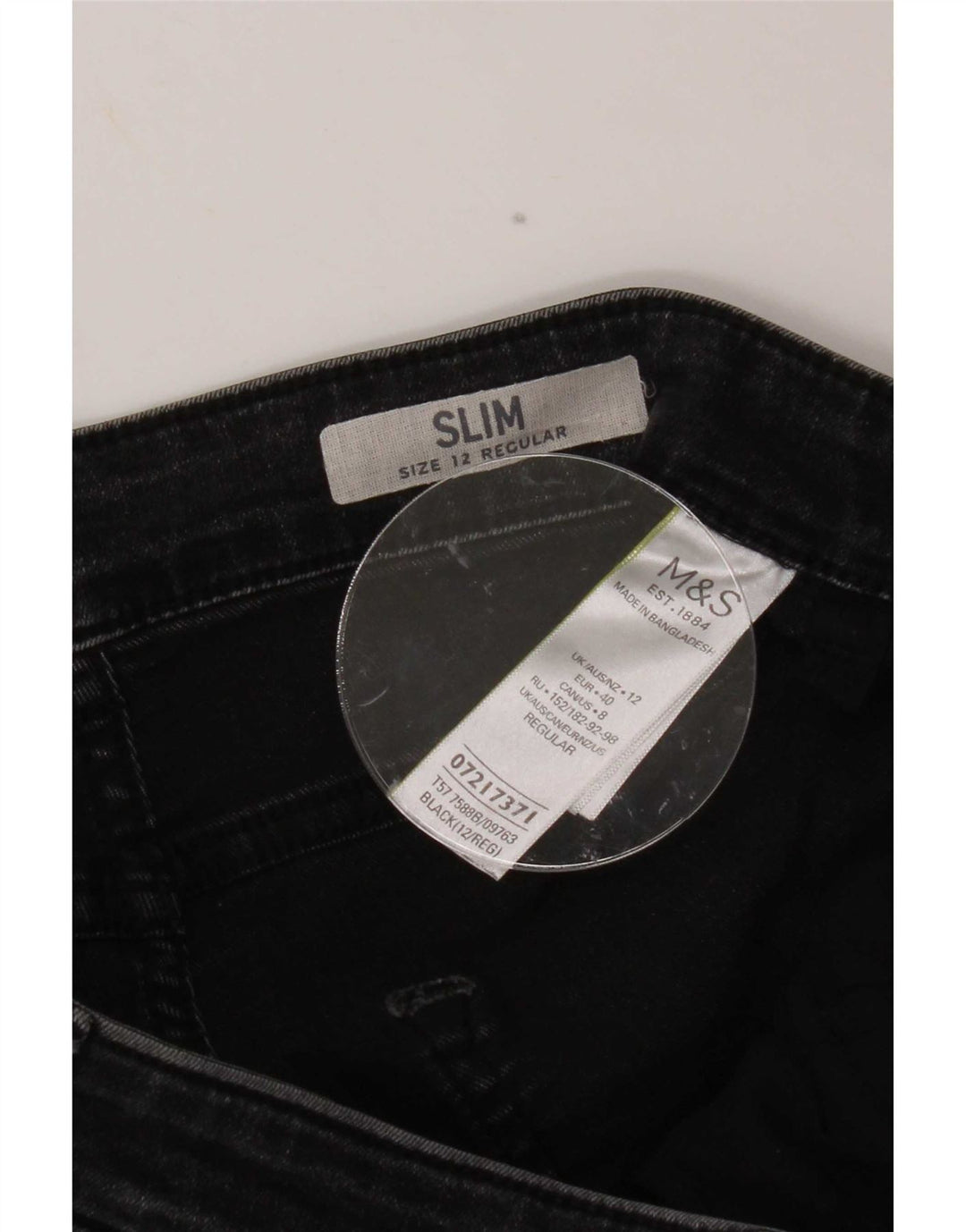 Blugi subțiri pentru femei Marks & Spencer UK 12 Medium W30 L28 Bumbac negru