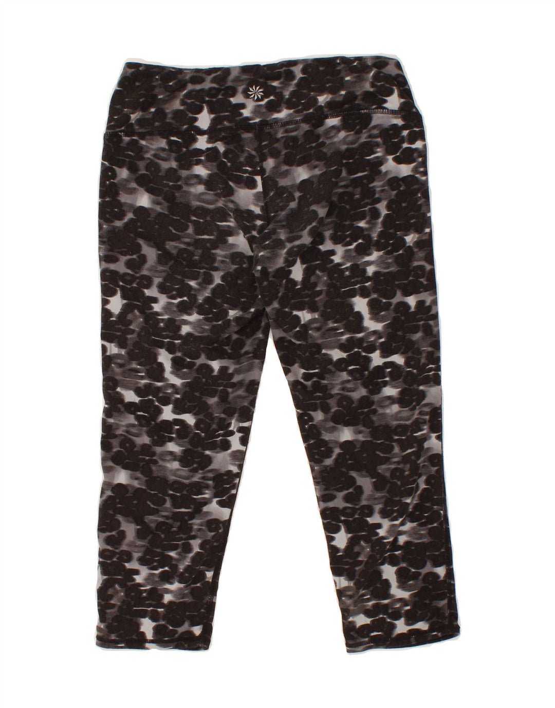 ATHLETA Womens Abstract Pattern Capri Leggings UK 10 Small  Grey Floral Vintage Athleta and Second-Hand Athleta from Messina Hembry 