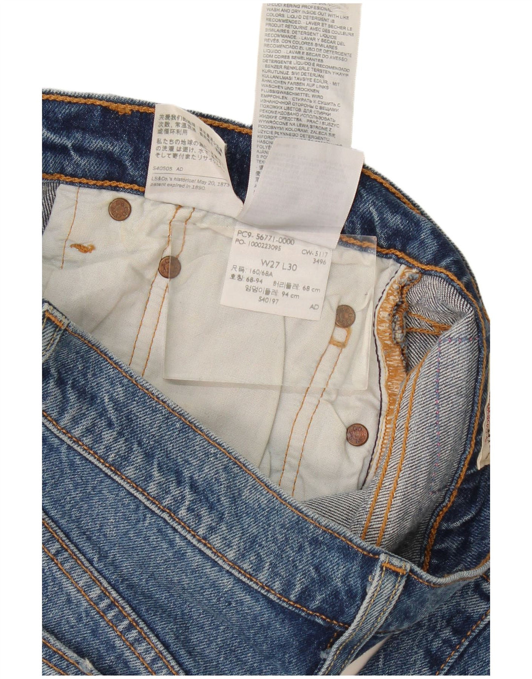 Blugi Levi's 501 Distressed Slim W27 L30 Bumbac albastru