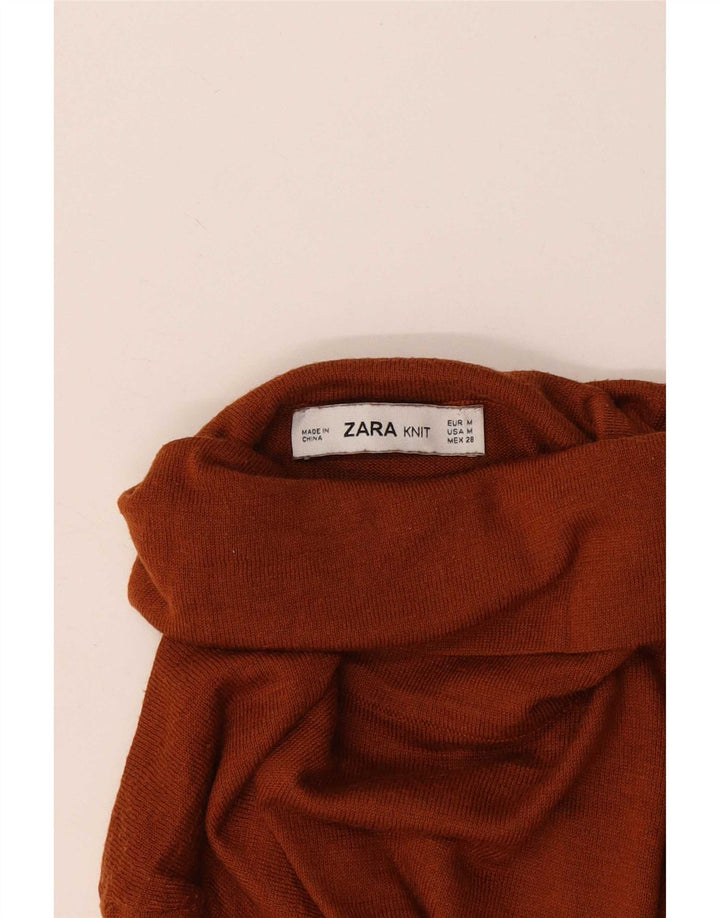 Pulover pentru femei cu gât rulat Zara UK 12 maro mediu