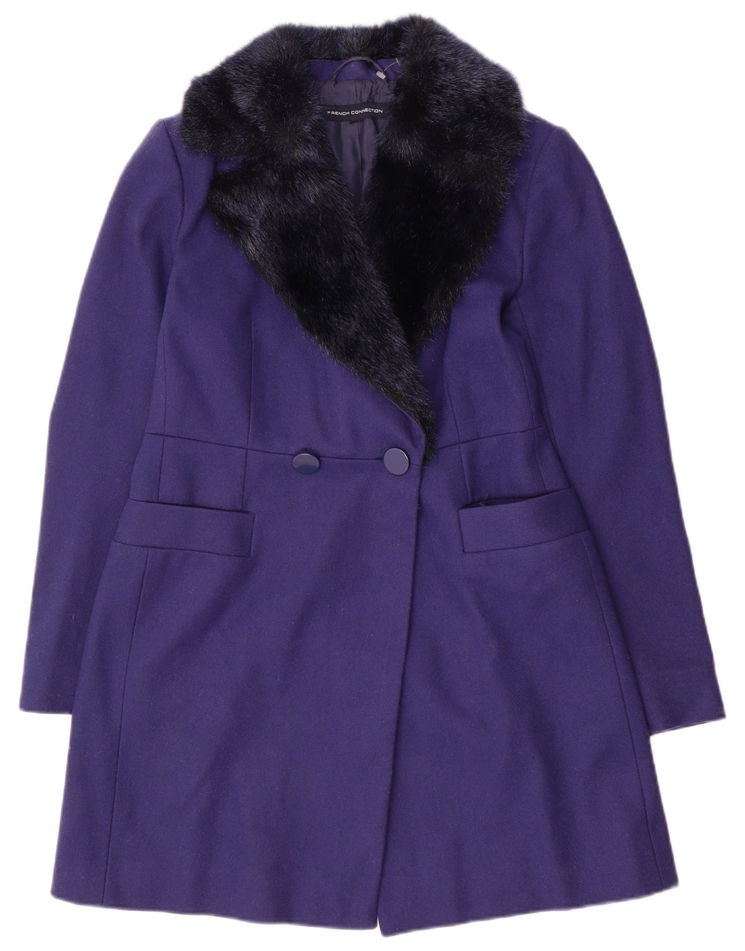 French Connection Palton dublu pentru femei UK 10 Lână violet mic