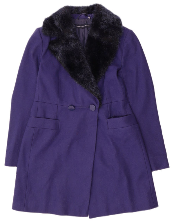 French Connection Palton dublu pentru femei UK 10 Lână violet mic