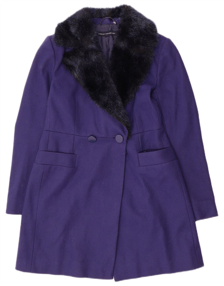 French Connection Palton dublu pentru femei UK 10 Lână violet mic