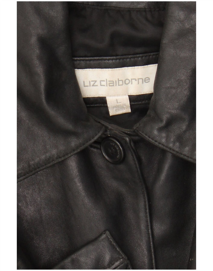 Palton din piele pentru femei Liz Claiborne UK 16, mare, neagră