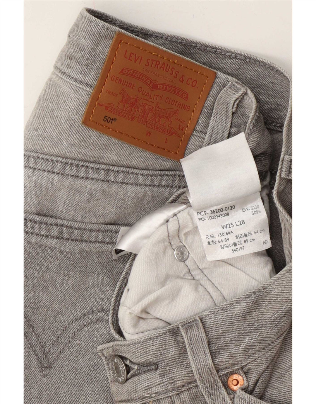 Blugi drepti pentru femei Levi's 501 W25 L28 bumbac gri