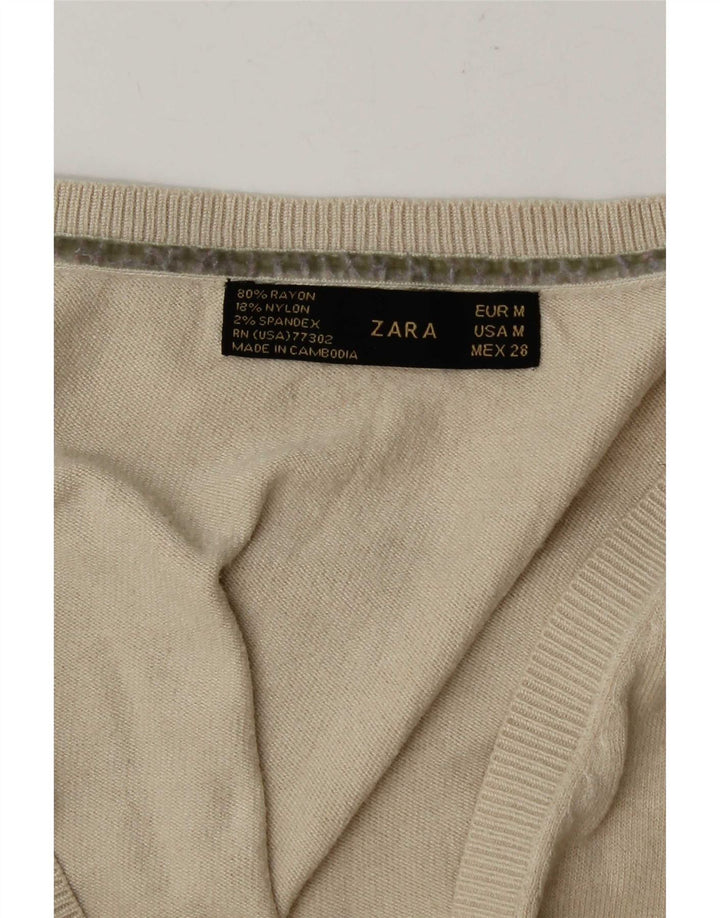 Pulover cu decolteu în V Zara pentru femei UK 14, Bej mediu, raion