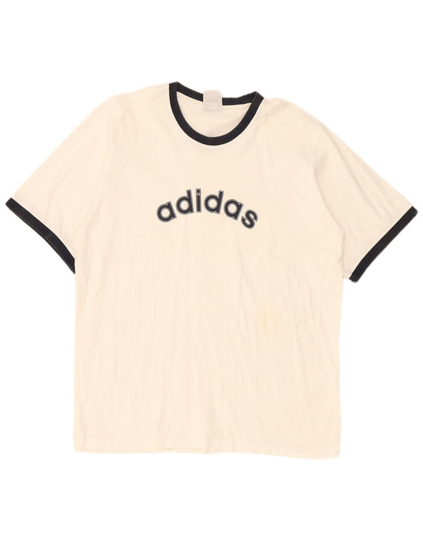 Tricou grafic pentru bărbați Adidas Top 2XL, alb, bloc de culoare