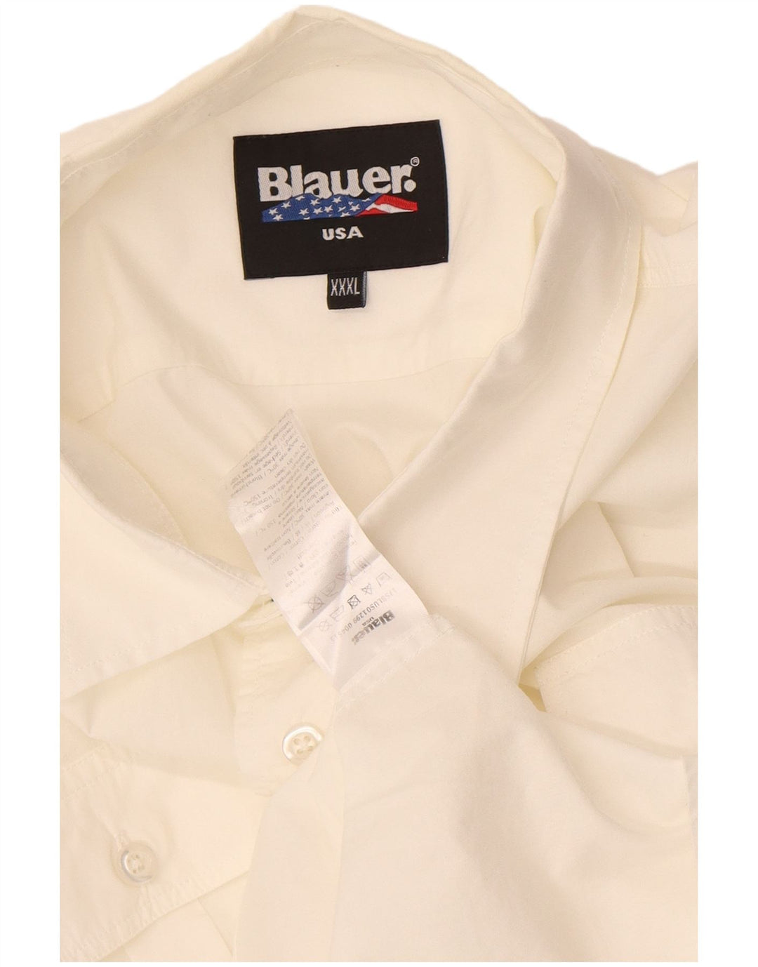 Cămașă Blauer pentru bărbați, bumbac alb 3XL