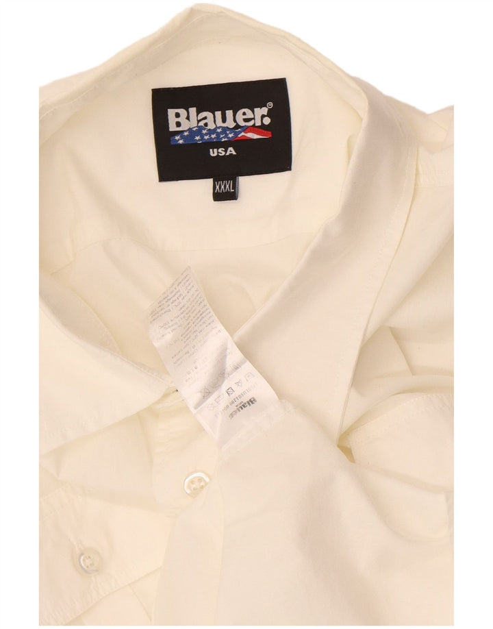 Cămașă Blauer pentru bărbați, bumbac alb 3XL