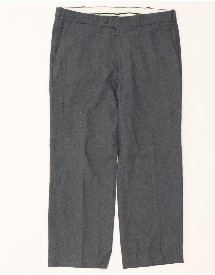 Pantaloni de costum Farah pentru bărbați cu picioare largi L32 L26 poliester gri