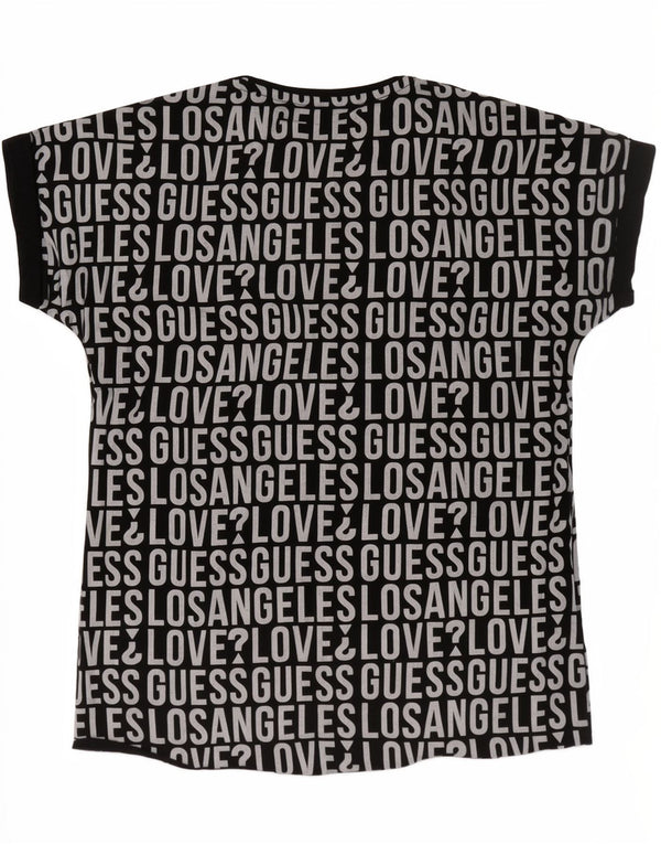 Tricou grafic Guess Girls Top 11-12 ani bumbac negru