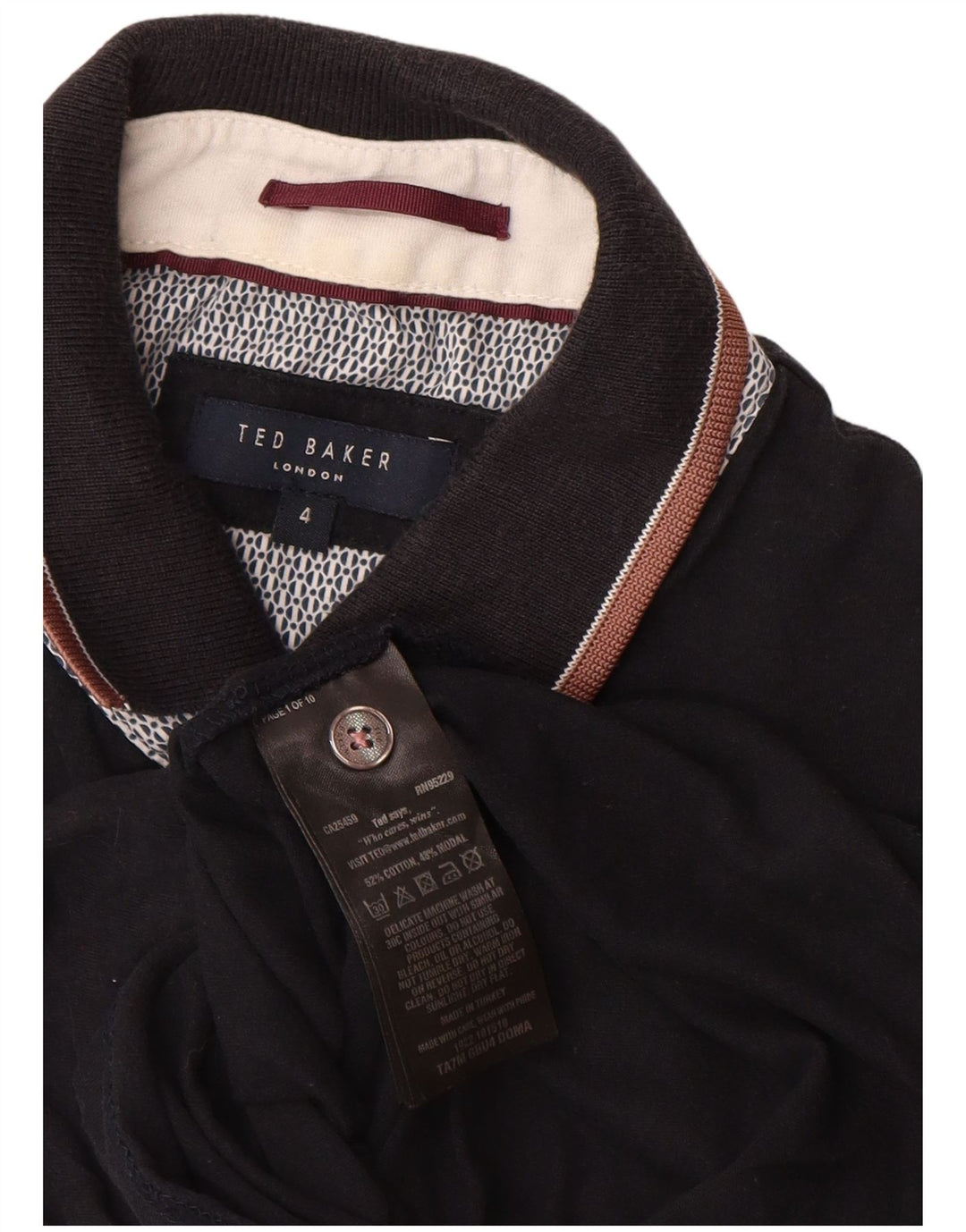 Tricou polo pentru bărbați Ted Baker Mărimea 4 mare, bumbac negru