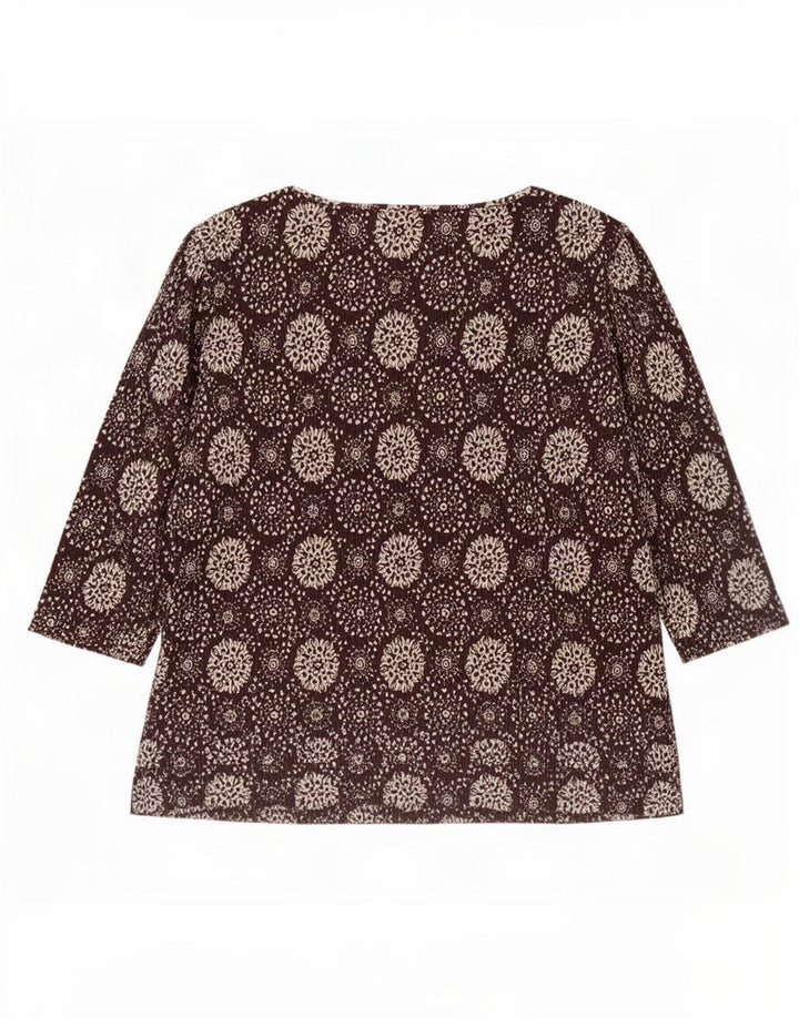 Marks & Spencer pentru femei cu model abstract mâneci 3/4 UK 20 2XL maro