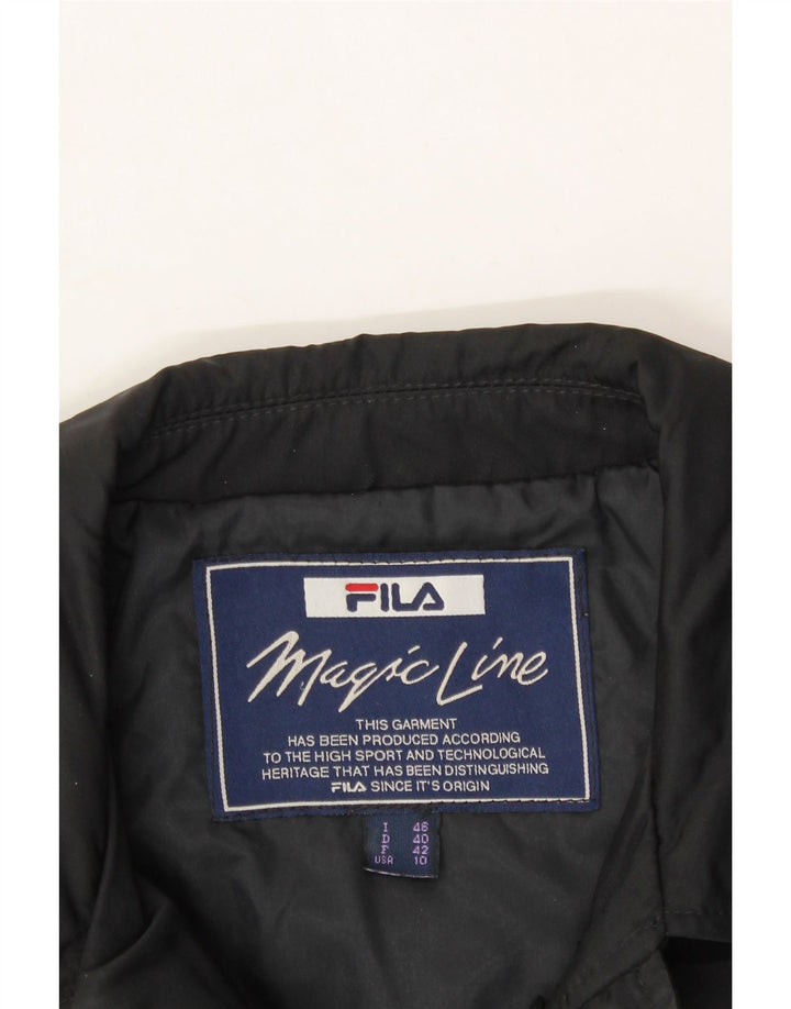 FILA Womens Bomber Jacket IT 46 Large Black Nylon Vintage Fila and Second-Hand Fila from Messina Hembry 