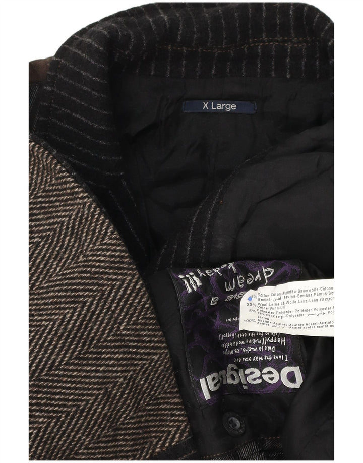 Jachetă Desigual pentru femei, cu 3 nasturi, UK 18, XL, maro, bumbac color bloc