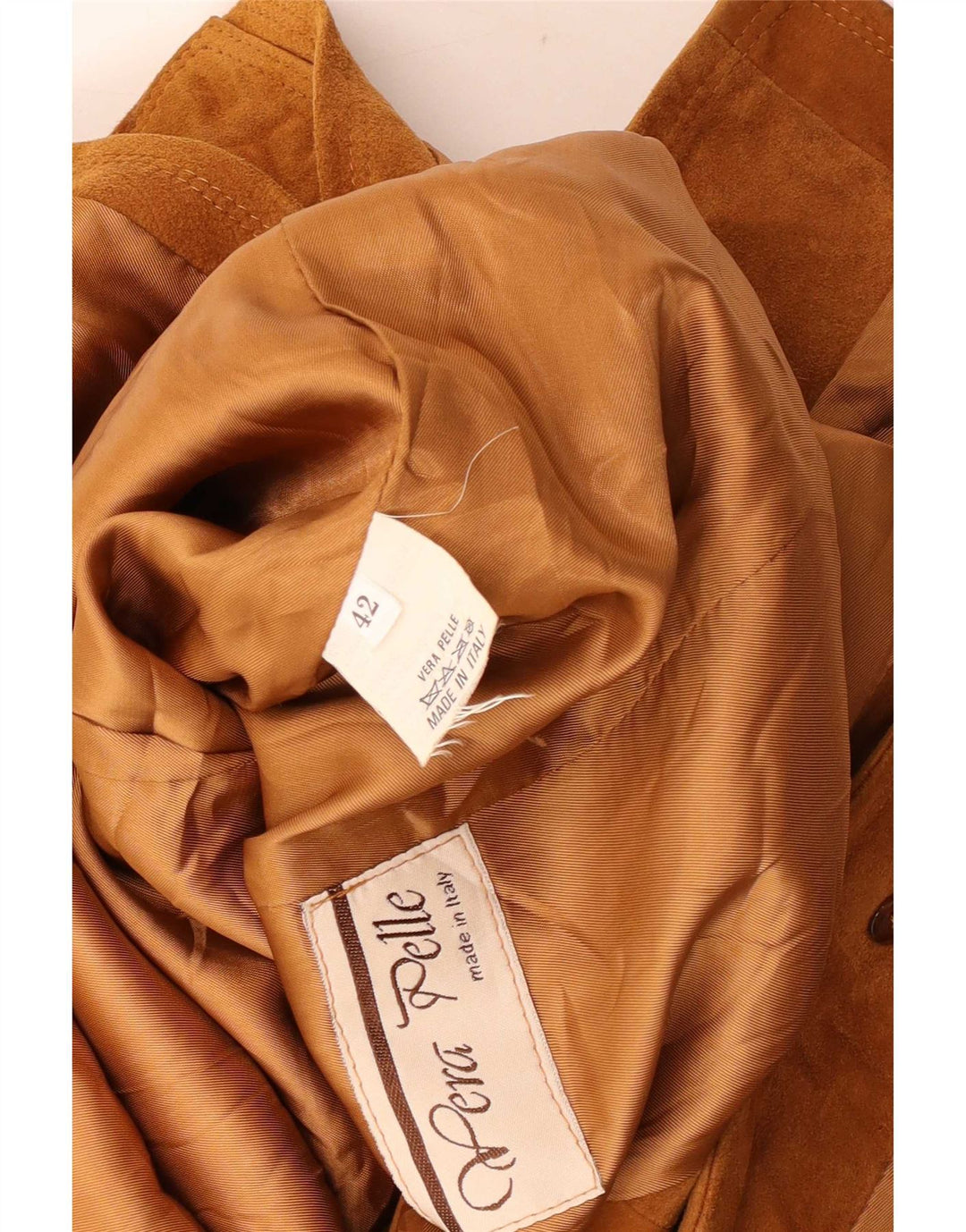 Jachetă vintage de piele intoarsa pentru femei IT 42 maro mediu din piele