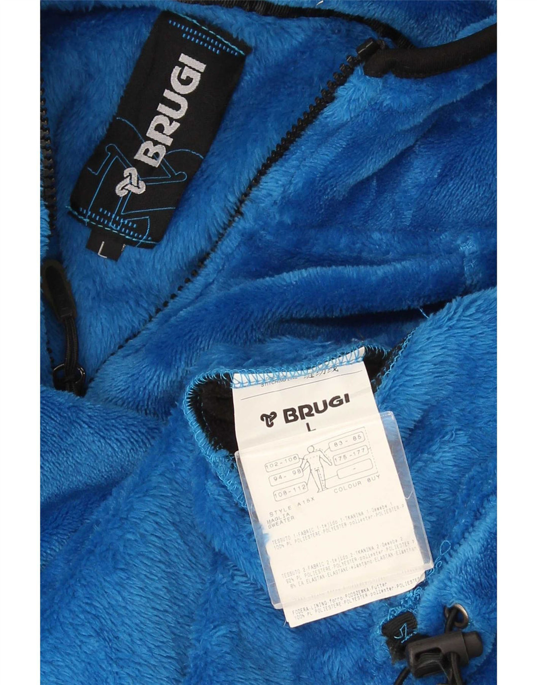 Jachetă fleece pentru bărbați Brugi, cu glugă, UK 40, mare, albastru, poliester