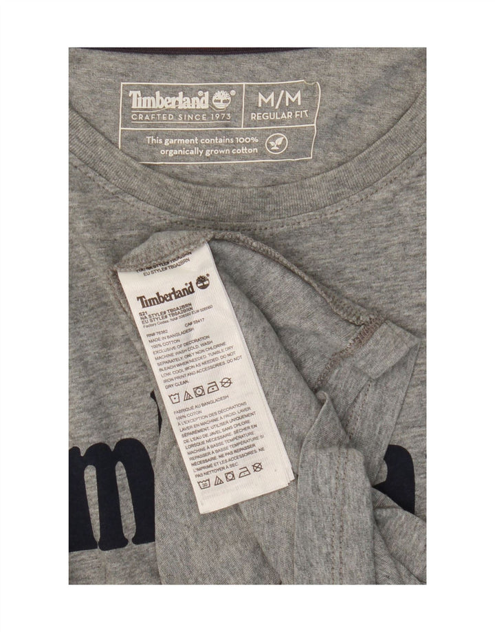 Tricou grafic Timberland pentru bărbați, cu croială obișnuită, din bumbac, gri mediu