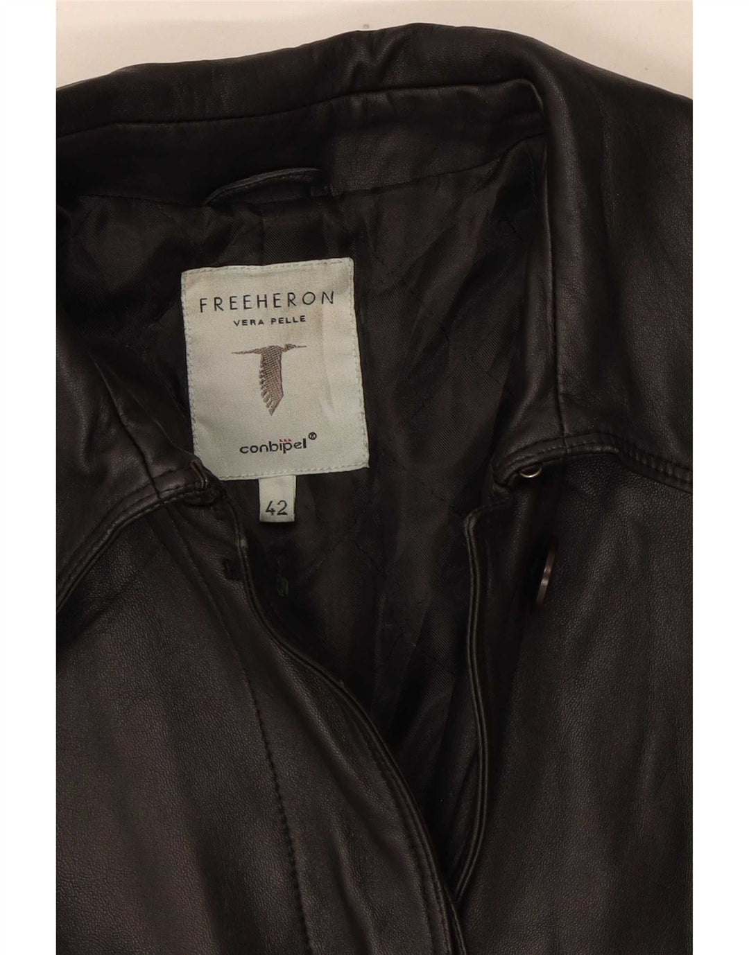 Palton din piele Free Heron pentru femei Conbipel IT 42 Medium Black