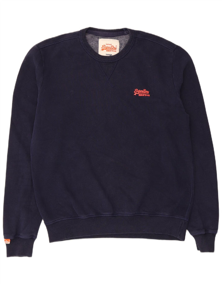 Pulover pentru bărbați Superdry Pulover mare din bumbac bleumarin
