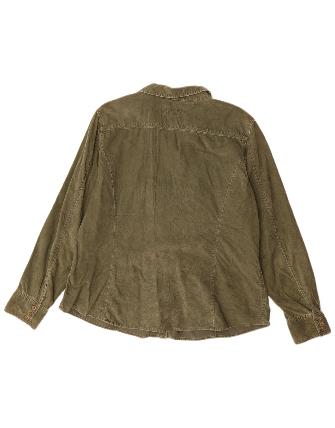 Cămașă înaltă din velur pentru femei EDDIE BAUER UK 18 XL bumbac verde