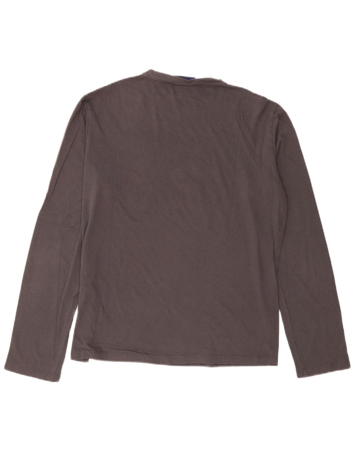 Trussardi Jeans Top grafic pentru bărbați cu mânecă lungă, mare, gri bumbac