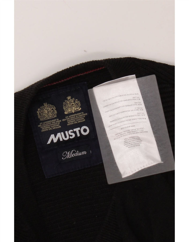 Pulover pentru bărbați Musto cu decolteu în V, bumbac mediu negru
