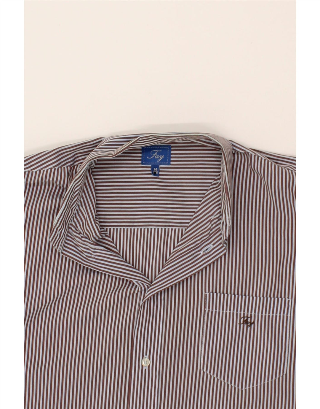 FAY Boys Shirt 13-14 Years Brown Pinstripe Cotton Vintage Fay and Second-Hand Fay from Messina Hembry 