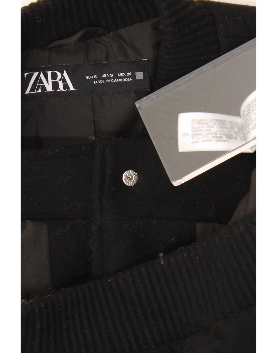 Jachetă Bomber oversize pentru femei ZARA UK 10 Poliester negru mic