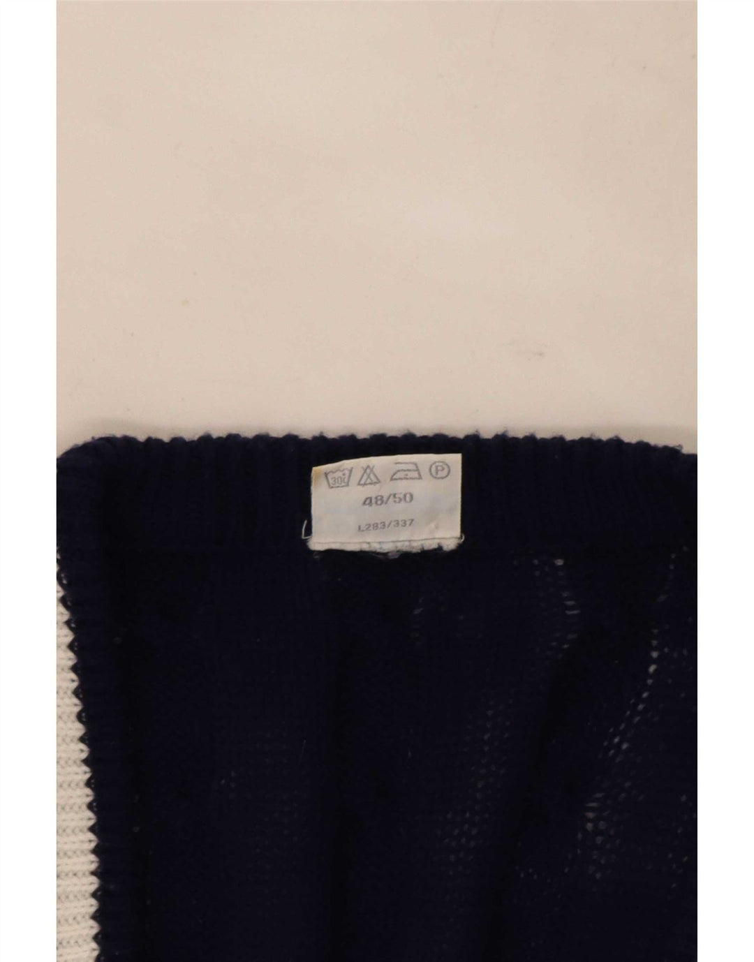 Pulover Cardigan Vintage pentru bărbați IT 48/50 Mediu Bleumarin Poliester cu dungi