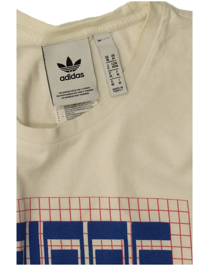 Tricou grafic pentru bărbați Adidas Top mediu din bumbac alb