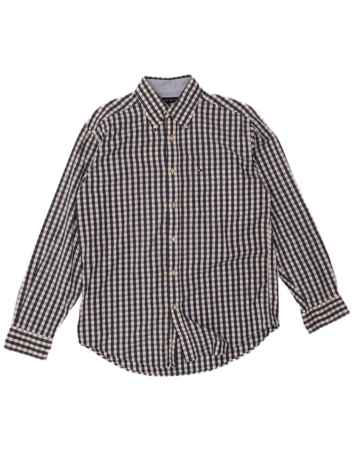 Cămașă pentru bărbați Tommy Hilfiger, bumbac vichy, albastru bleumarin mediu