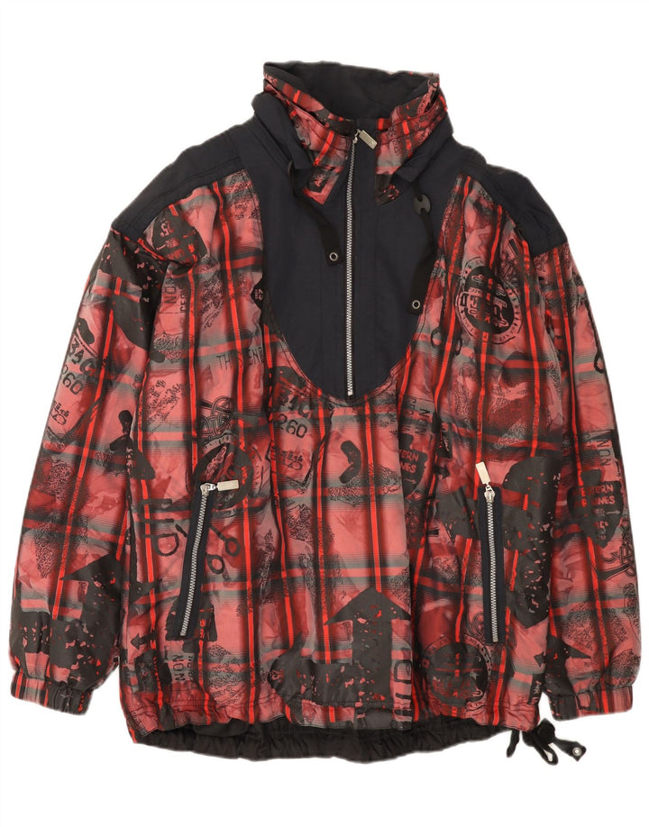 Jachetă Anorak Vintage pentru bărbați, cu ajustare largă, UK 38, roșu mediu, poliester color bloc